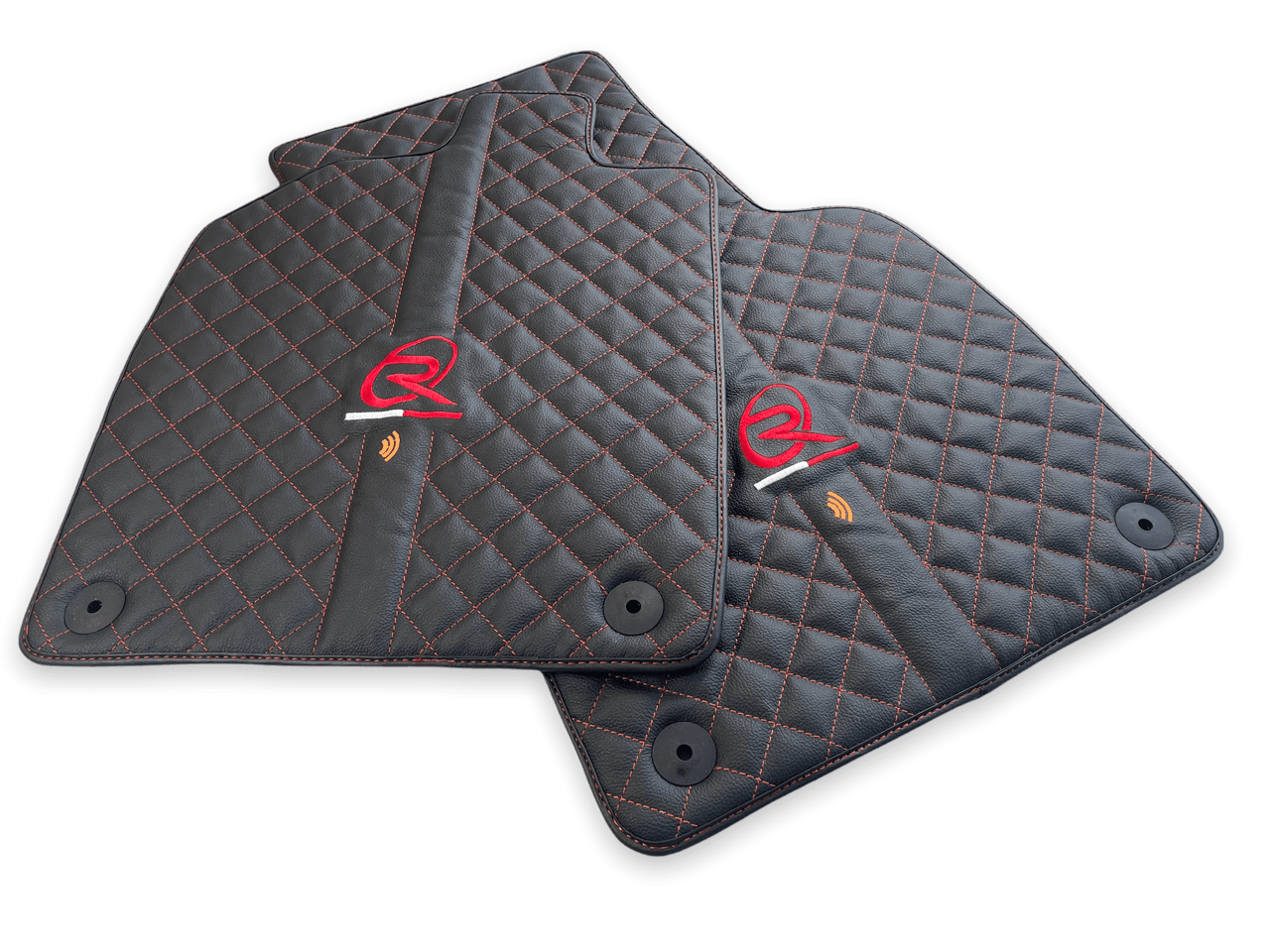 Black Leather Floor Mats for Audi R8 2015-2023 - AutoWin