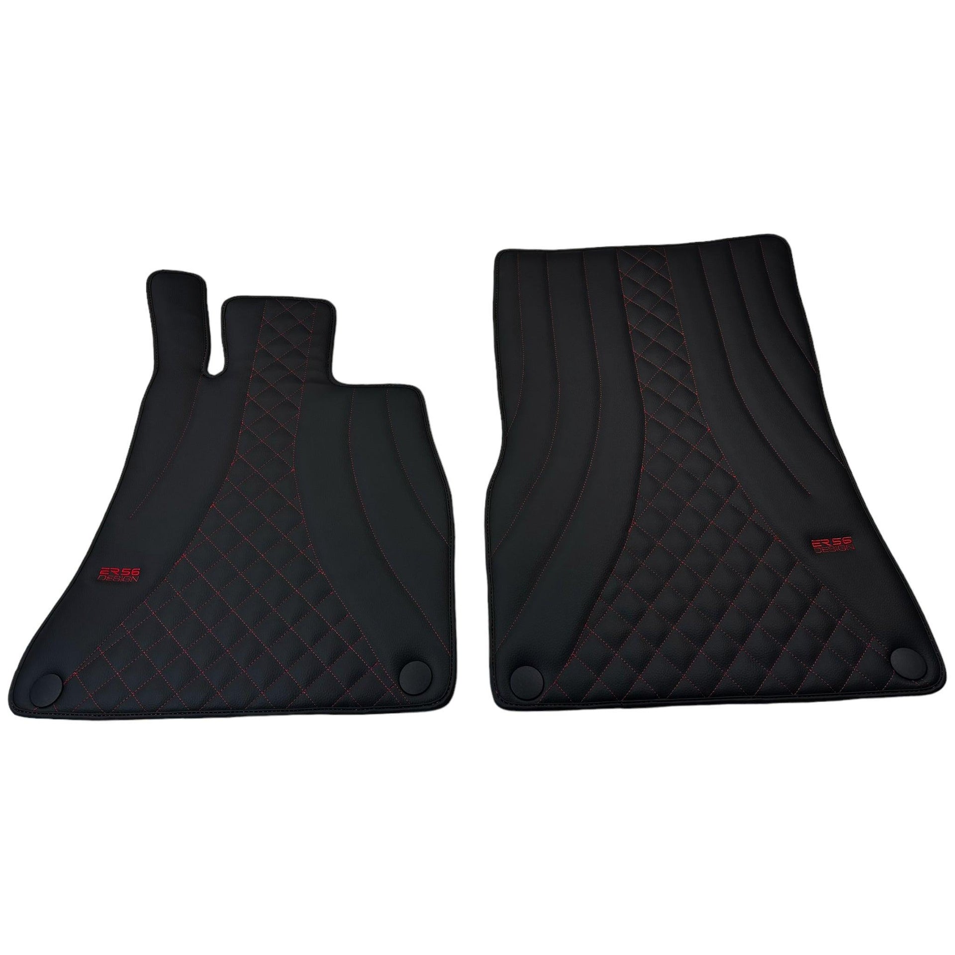 Black Leather Floor Mats For Mercedes Benz E-Class S124 Estate (1985-1996) | ER56 Design - AutoWin