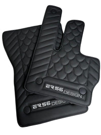 Black Leather Floor Mats For Mercedes-Benz G Class 2019-2022 W463 ER56 Design - AutoWin