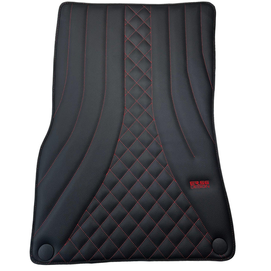 Black Leather Floor Mats For Mercedes Benz GLA-Class X156 (2013-2017) | ER56 Design - AutoWin