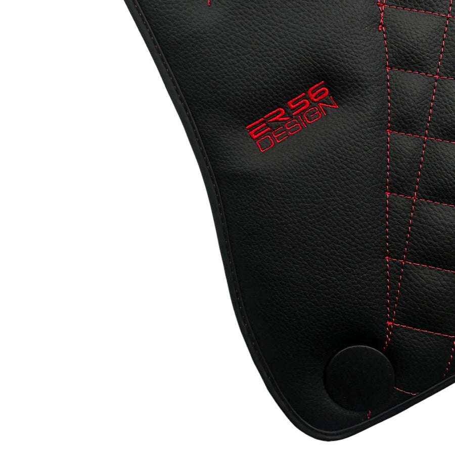 Black Leather Floor Mats For Mercedes Benz GLC-Class X253 SUV (2019-2023) Hybrid | ER56 Design - AutoWin