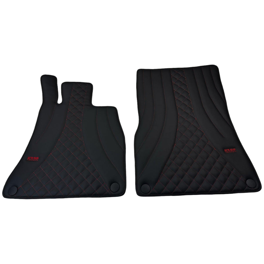 Black Leather Floor Mats For Mercedes Benz GLC-Class X253 SUV (2019-2023) Hybrid | ER56 Design - AutoWin