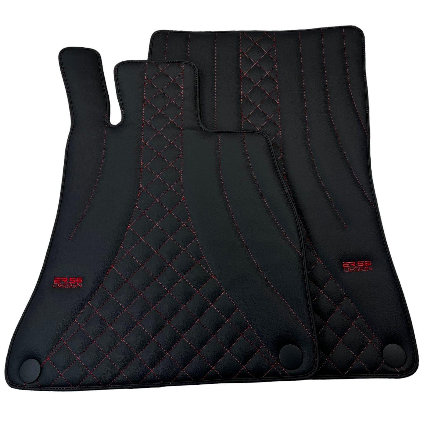 Black Leather Floor Mats For Mercedes Benz GLC-Class X254 SUV 300e 4Matic (2023-2024) | ER56 Design - AutoWin