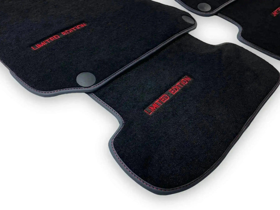 Black Leather Floor Mats For Mercedes Benz GLE-Class V167 Allrounder - 5 Seats (2019-2023) | ER56 Design - AutoWin