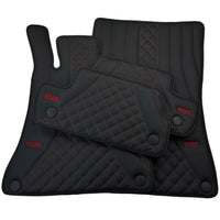 Black Leather Floor Mats For Mercedes Benz S-Class W223 (2020-2023) Short Wheelbase | ER56 Design - AutoWin