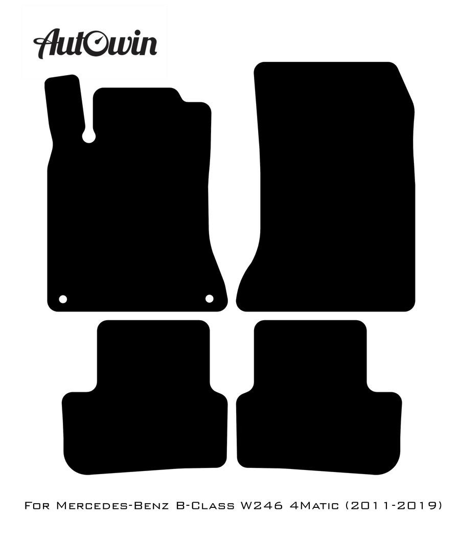 Black Luxury Floor Mats For Mercedes Benz B-Class W246 4Matic (2011-2019) | ER56 Design - AutoWin