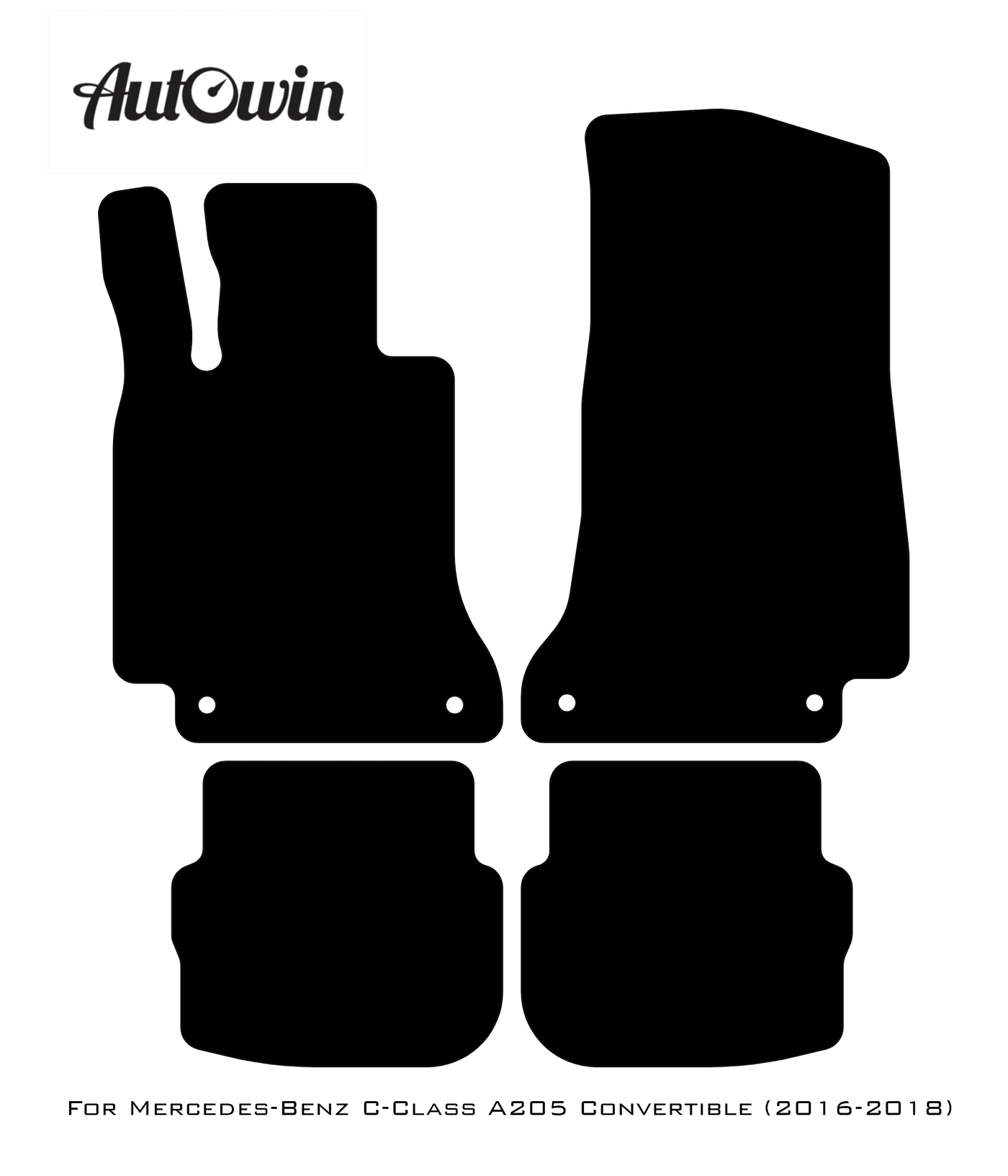 Black Luxury Floor Mats For Mercedes Benz C-Class A205 Convertible (2016-2018) | ER56 Design - AutoWin