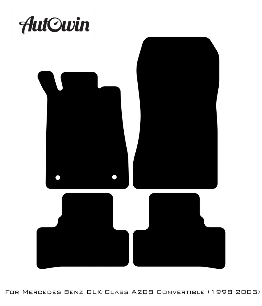 Black Luxury Floor Mats For Mercedes Benz CLK-Class A208 Convertible (1998-2003) | ER56 Design - AutoWin