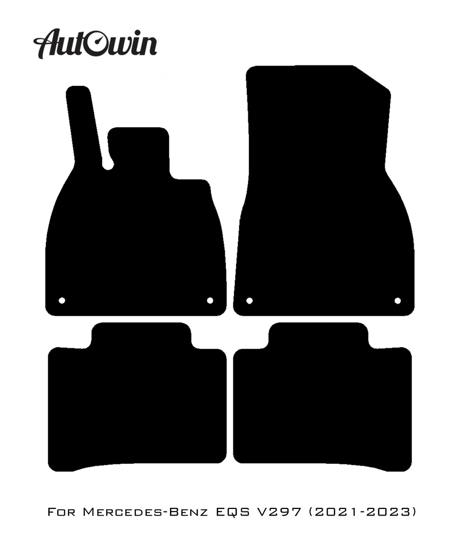 Black Luxury Floor Mats For Mercedes Benz EQS-Class V297 (2021-2023) | ER56 Design - AutoWin