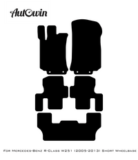 Black Luxury Floor Mats For Mercedes Benz R-Class W251 (2005-2013) Short Wheelbase | ER56 Design - AutoWin