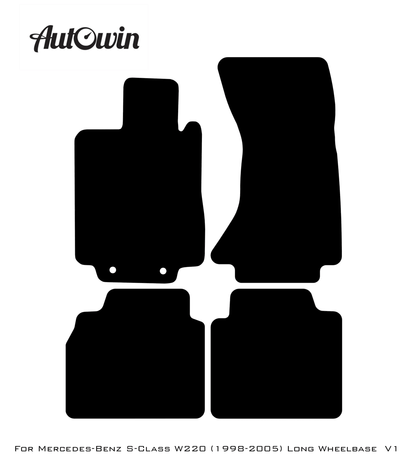 Black Luxury Floor Mats For Mercedes Benz S-Class W220 (1998-2005) Long Wheelbase | ER56 Design - AutoWin
