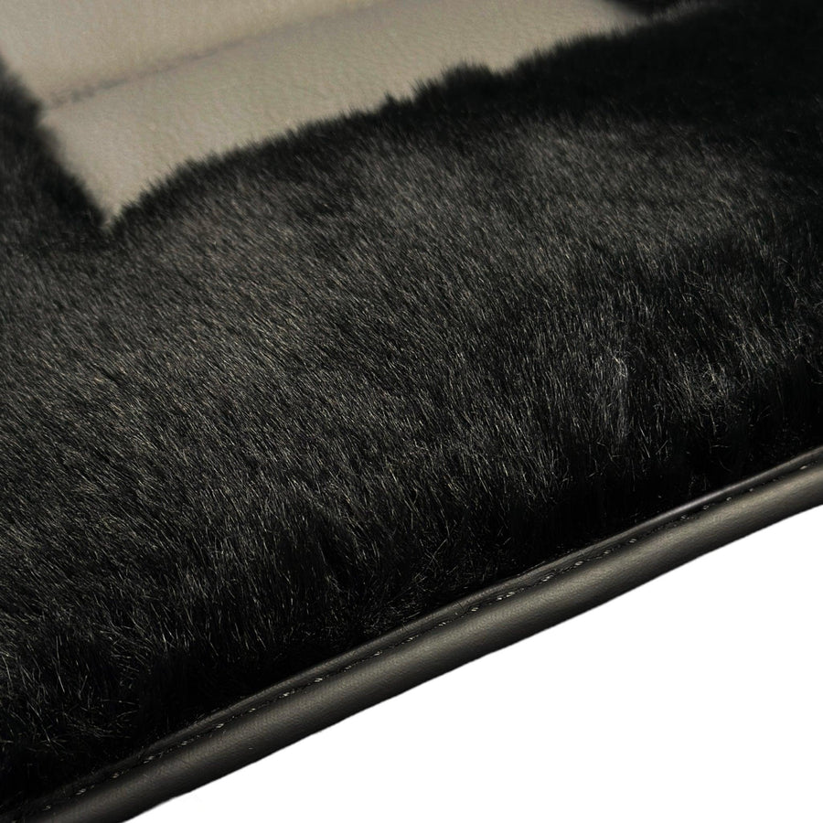 Black Sheepskin Floor Mats For BMW 5 Series E28 Sedan No Steps Edition - AutoWin