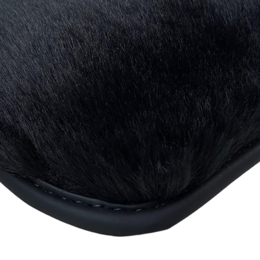 Black Sheepskin Floor Mats For BMW 5 Series E61 Wagon No Steps Edition - AutoWin