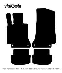 Black Sheepskin Floor Mats For Mercedes Benz C-Class C205 Coupe Facelift (2018-2023) | ER56 Design - AutoWin
