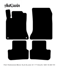 Black Sheepskin Floor Mats For Mercedes Benz CLA-Class C117 Coupe (2013-2019) | ER56 Design - AutoWin