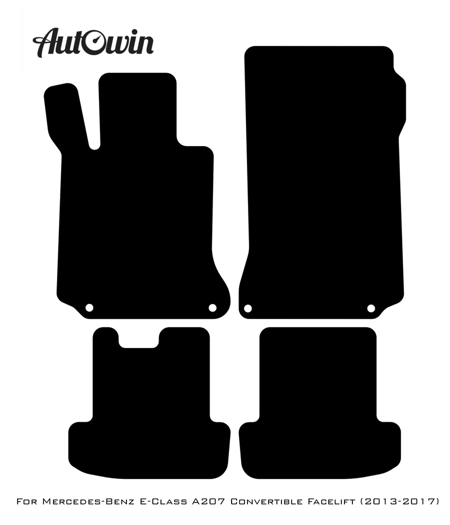 Black Sheepskin Floor Mats For Mercedes Benz E-Class A207 Convertible Facelift (2013-2017) | ER56 Design - AutoWin