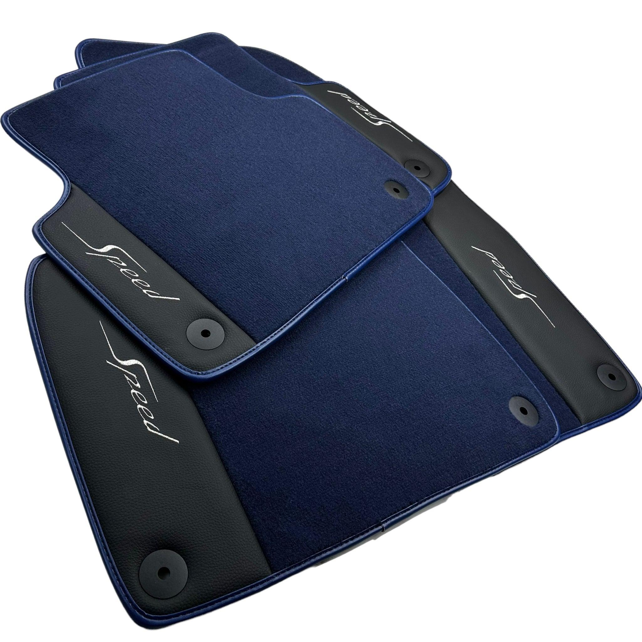 Blue Floor Mats For Bentley Mulsanne (2010-2020) with Leather - AutoWin