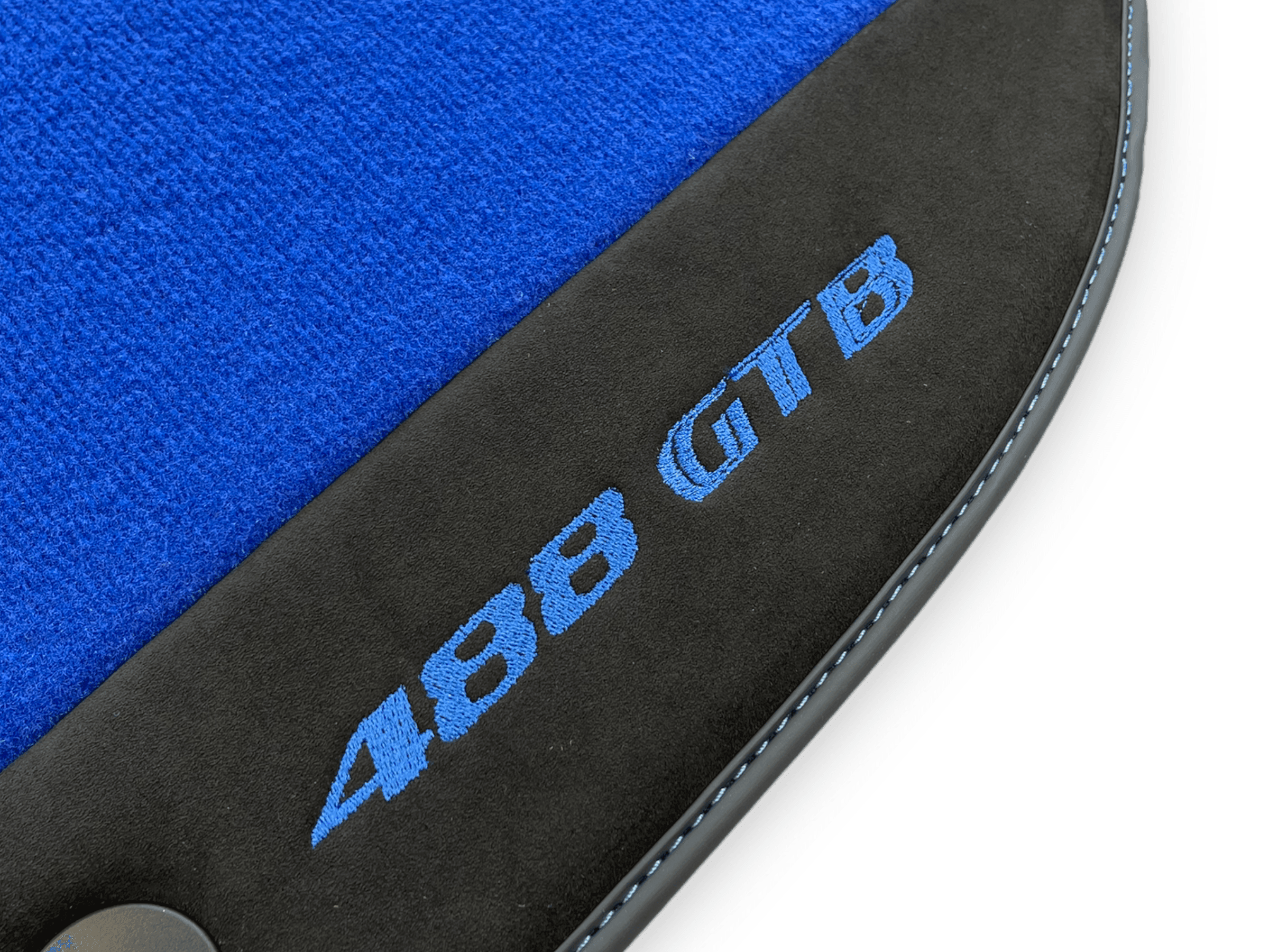 Blue Floor Mats For Ferrari 488 GTB 2016-2022 Carpets With Alcantara Leather - AutoWin
