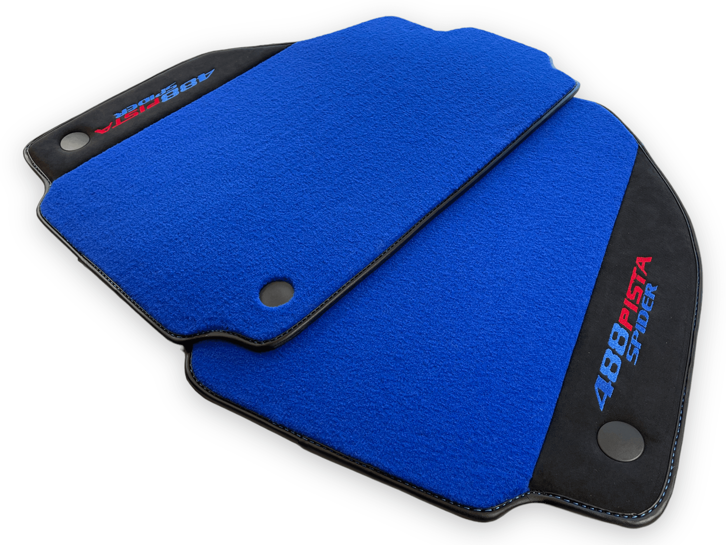 Blue Floor Mats For Ferrari 488 Pista Spider 2019-2021 With Alcantara Leather - AutoWin