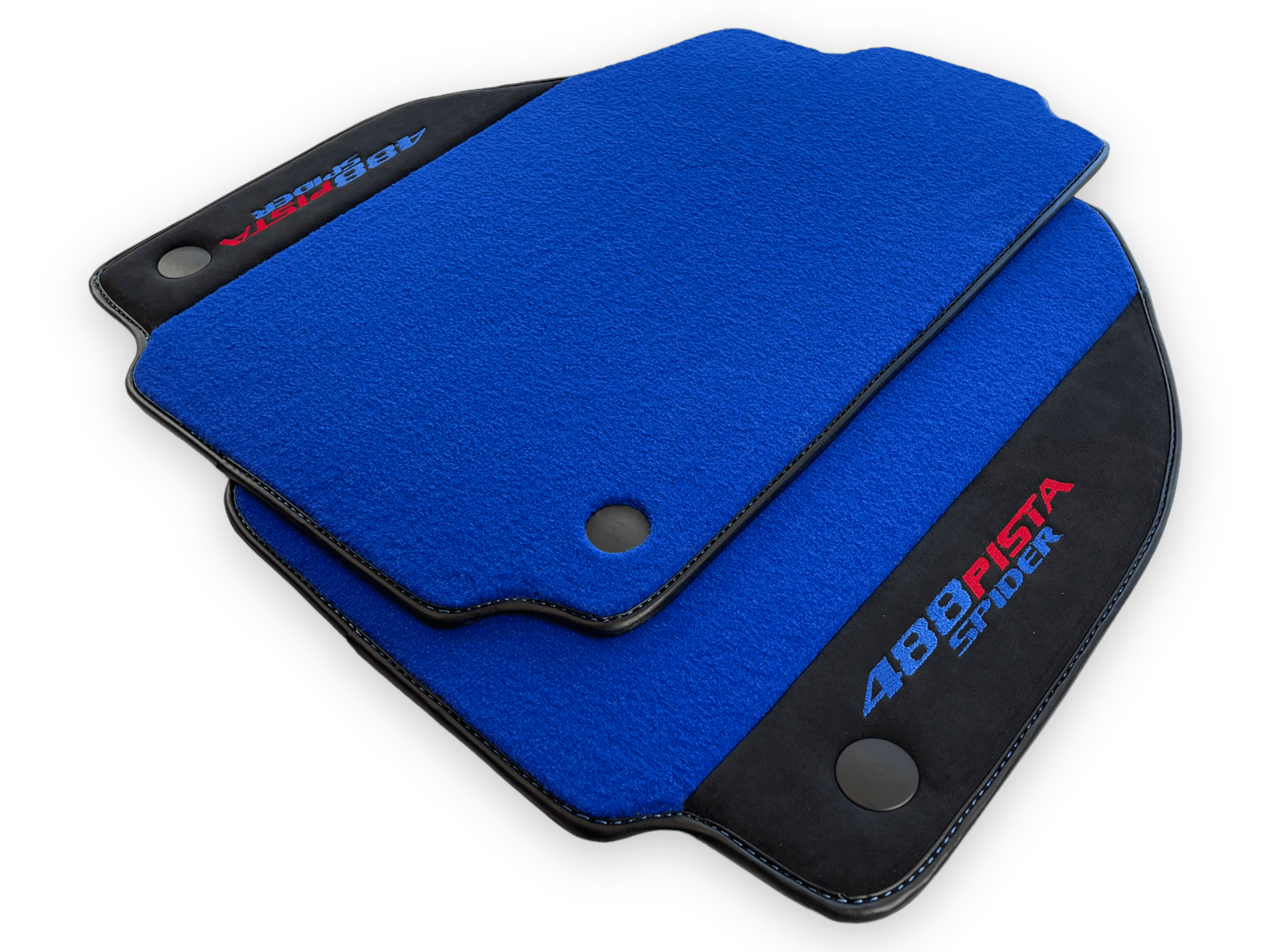 Blue Floor Mats For Ferrari 488 Pista Spider 2019-2021 With Alcantara Leather - AutoWin