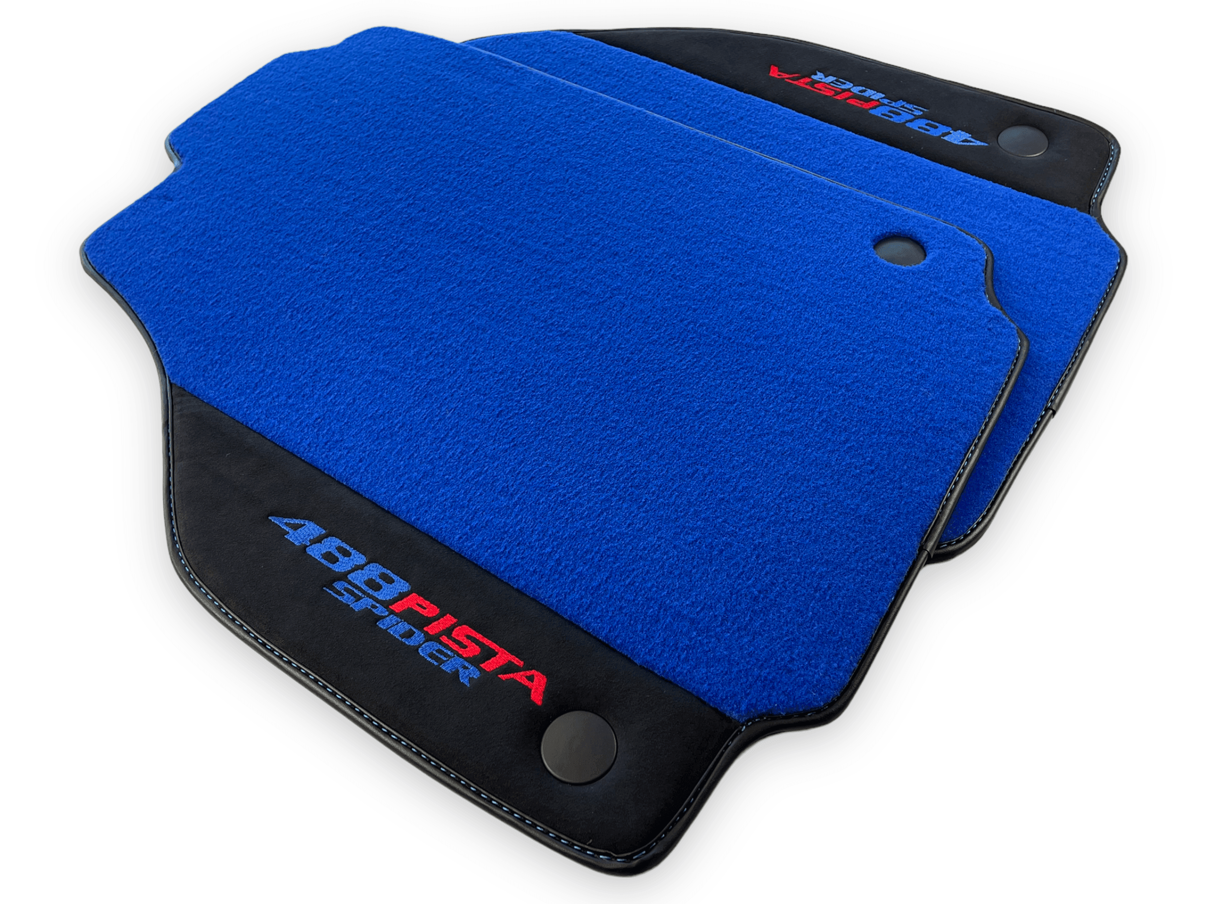 Blue Floor Mats For Ferrari 488 Pista Spider 2019-2021 With Alcantara Leather - AutoWin