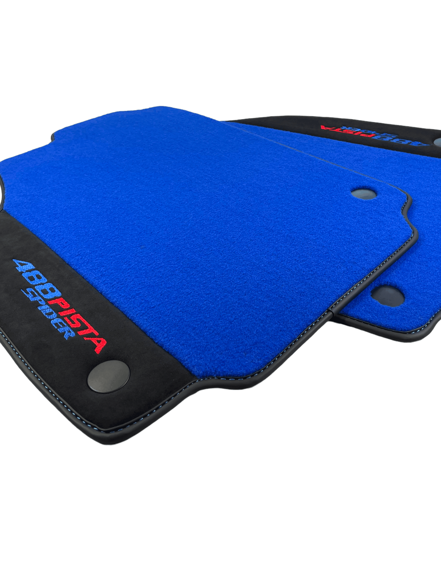 Blue Floor Mats For Ferrari 488 Pista Spider 2019-2021 With Alcantara Leather - AutoWin