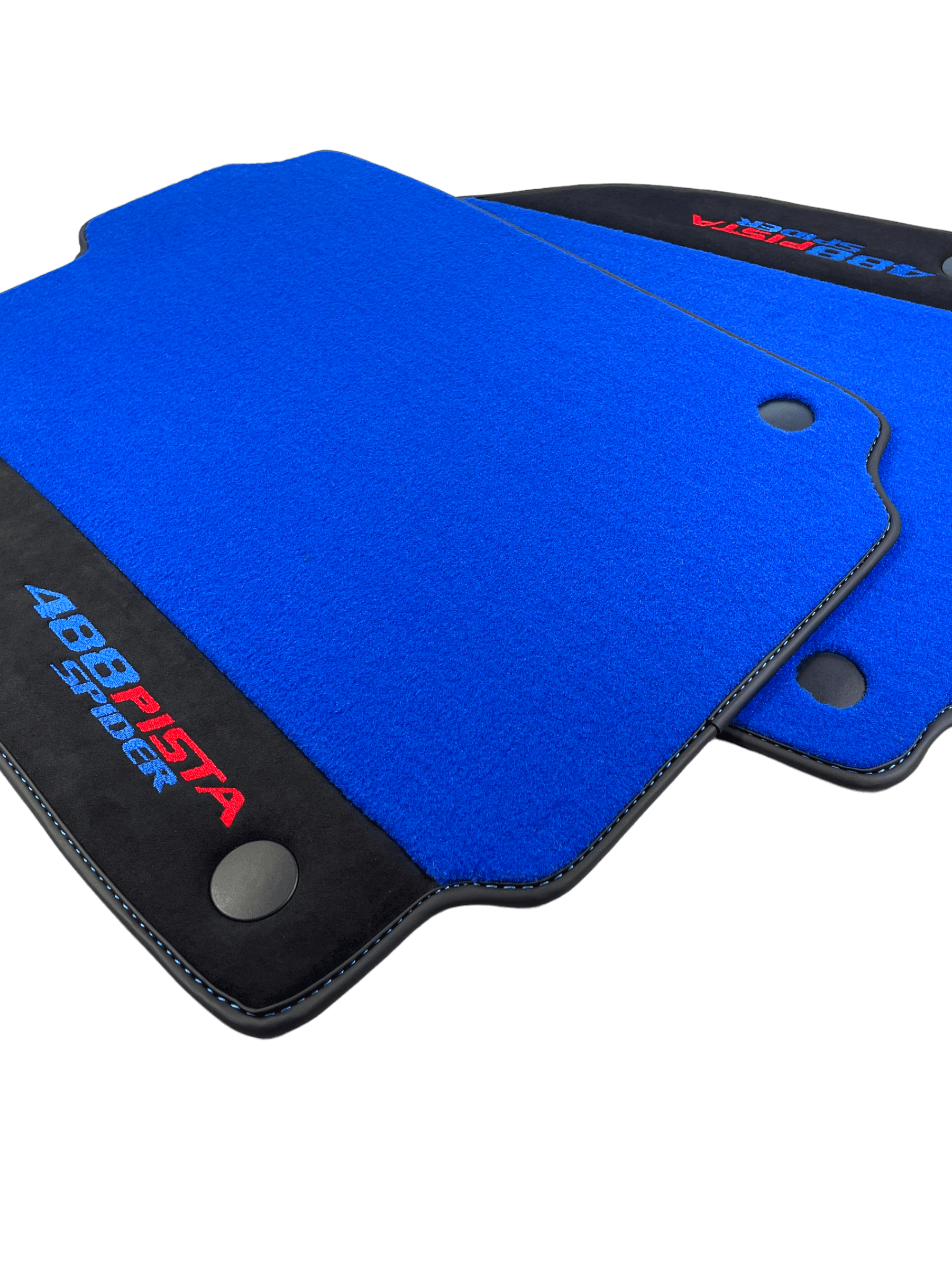 Blue Floor Mats For Ferrari 488 Pista Spider 2019-2021 With Alcantara Leather - AutoWin
