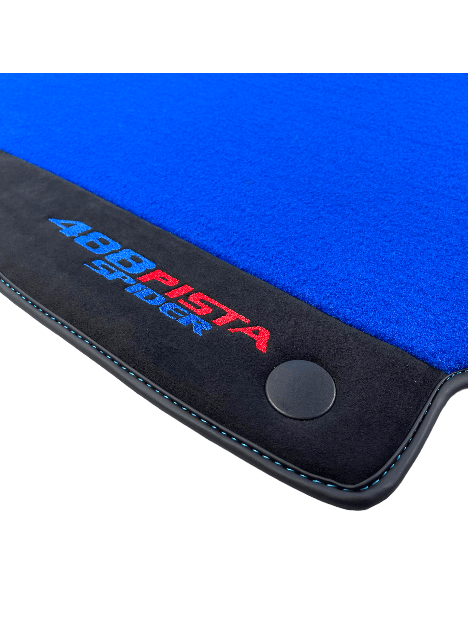Blue Floor Mats For Ferrari 488 Pista Spider 2019-2021 With Alcantara Leather - AutoWin