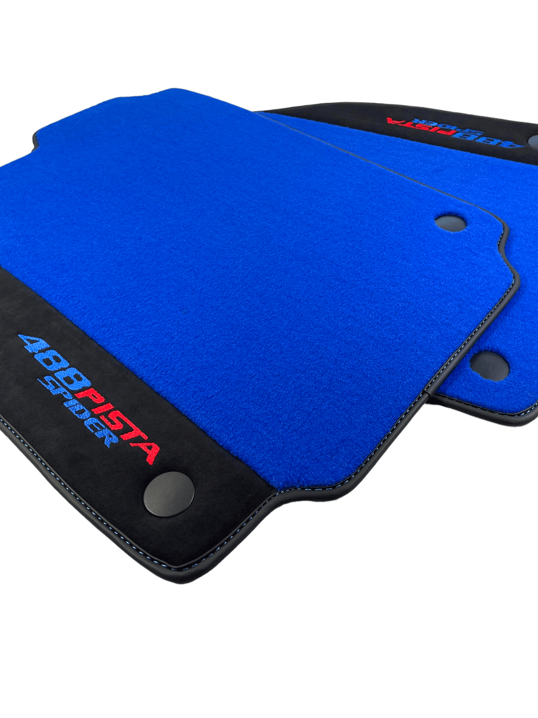 Blue Floor Mats For Ferrari 488 Pista Spider 2019-2021 With Alcantara Leather - AutoWin