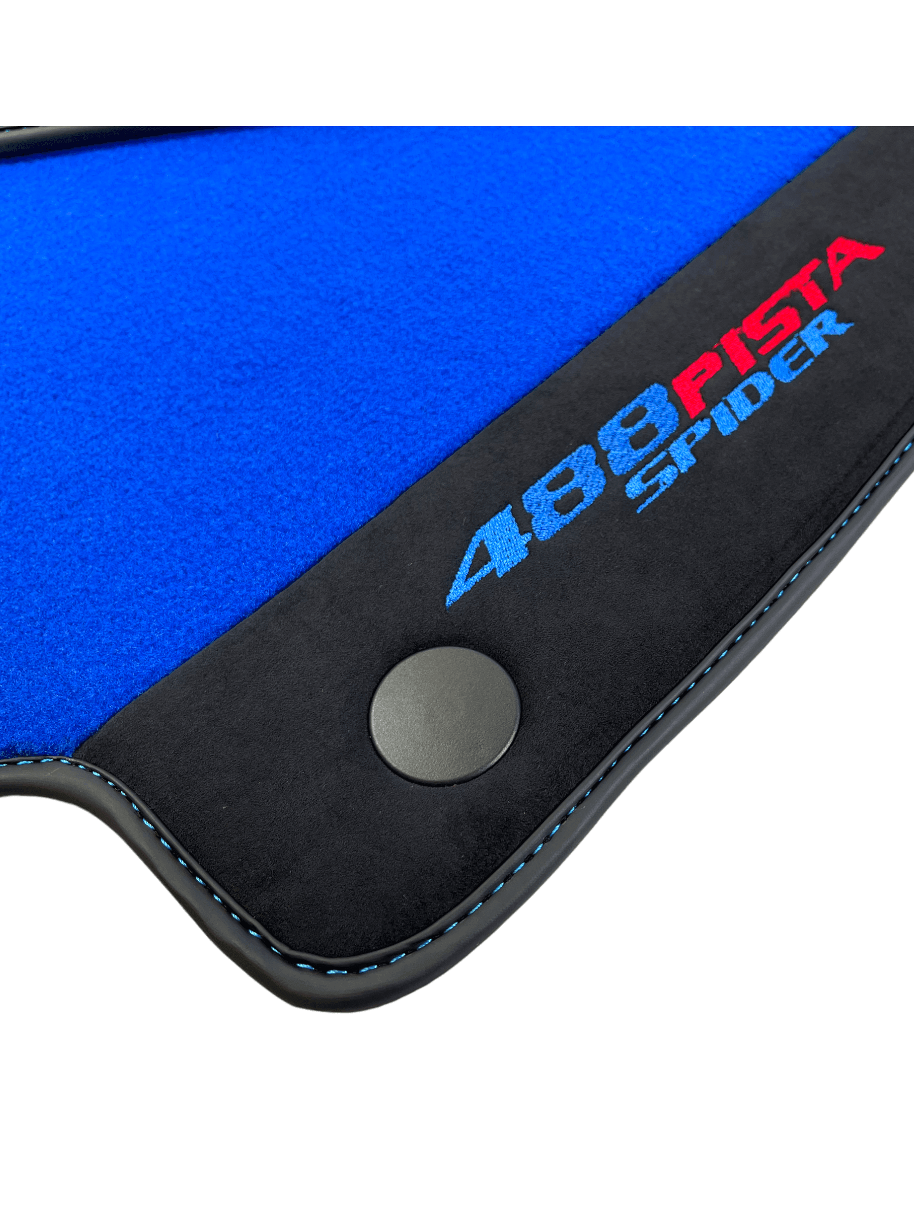 Blue Floor Mats For Ferrari 488 Pista Spider 2019-2021 With Alcantara Leather - AutoWin