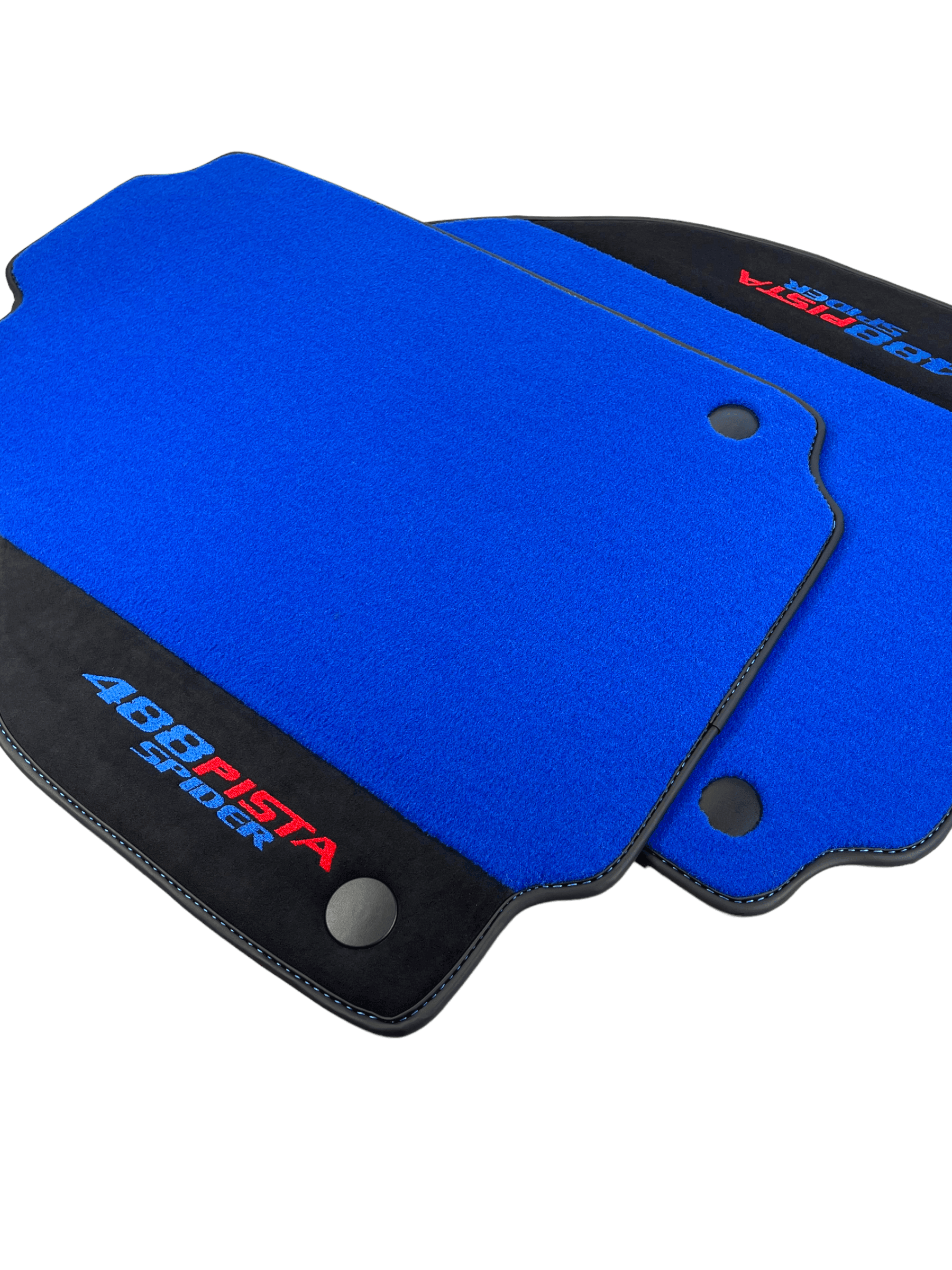 Blue Floor Mats For Ferrari 488 Pista Spider 2019-2021 With Alcantara Leather - AutoWin