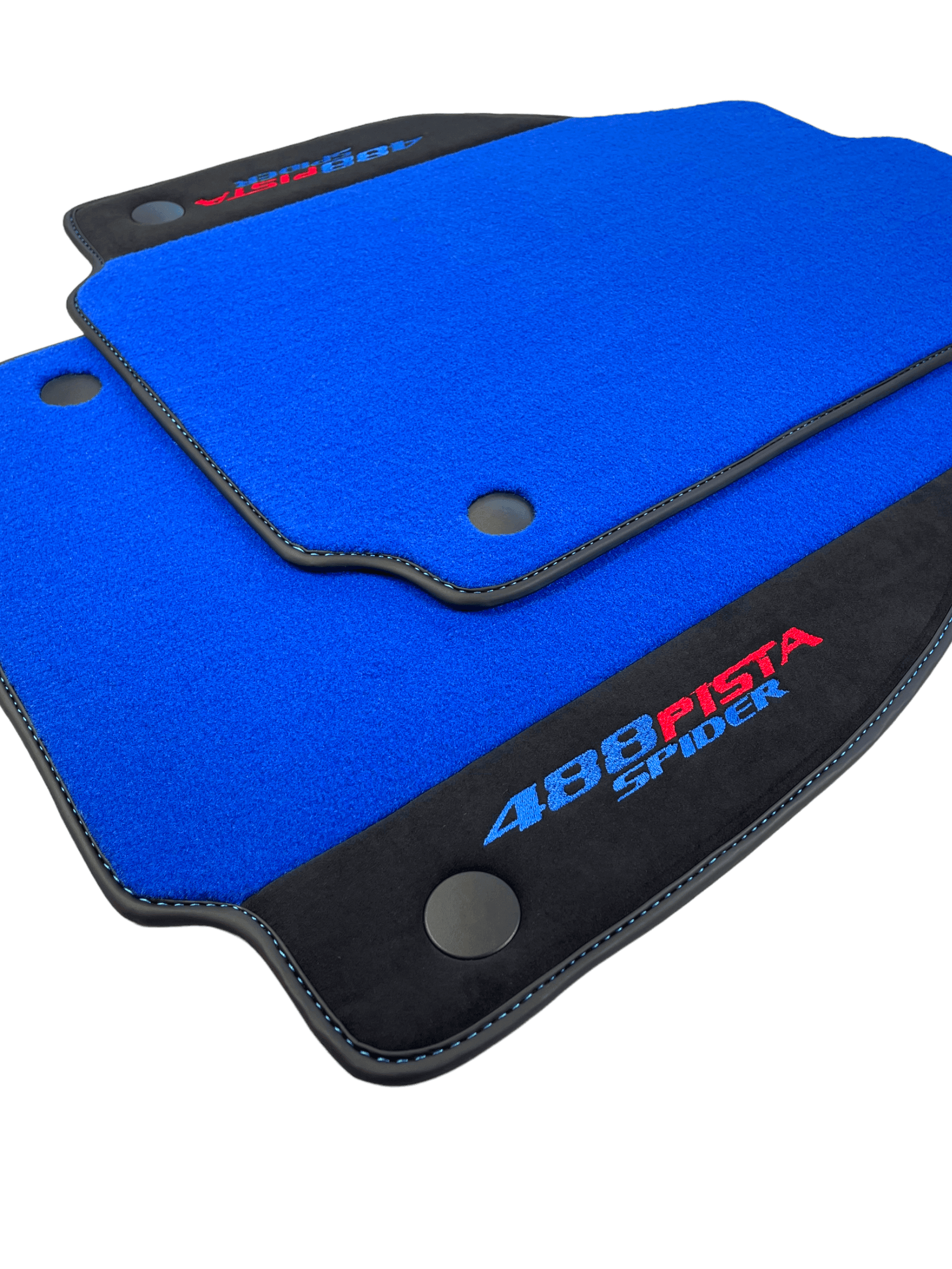 Blue Floor Mats For Ferrari 488 Pista Spider 2019-2021 With Alcantara Leather - AutoWin