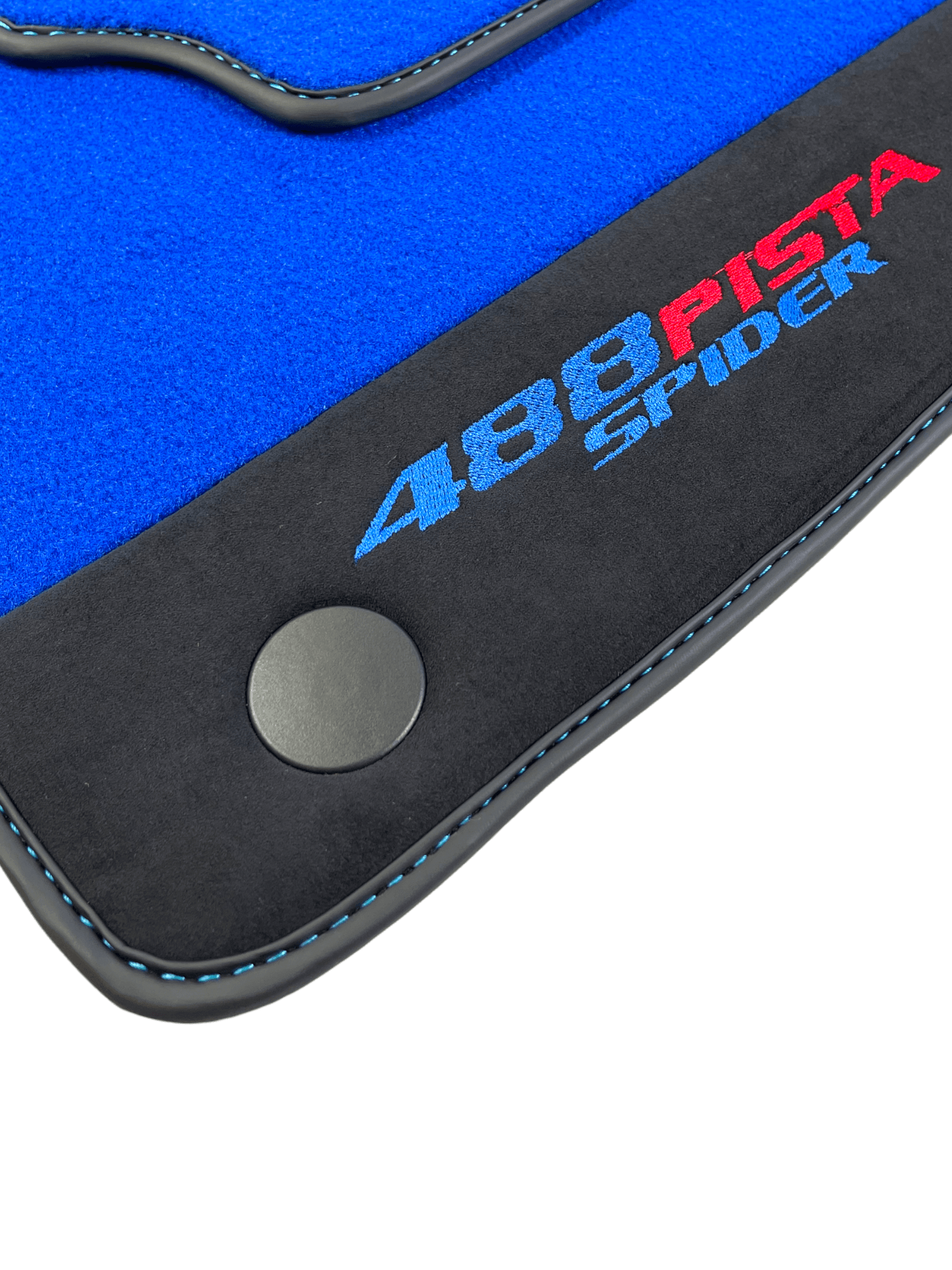 Blue Floor Mats For Ferrari 488 Pista Spider 2019-2021 With Alcantara Leather - AutoWin