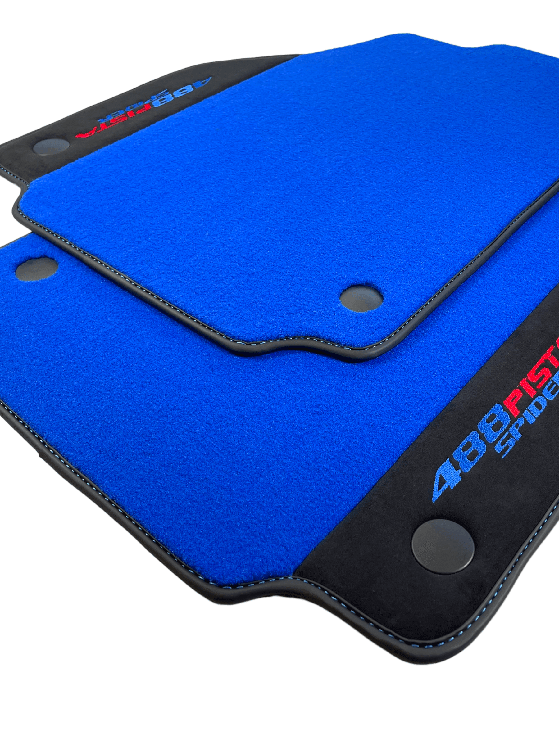 Blue Floor Mats For Ferrari 488 Pista Spider 2019-2021 With Alcantara Leather - AutoWin