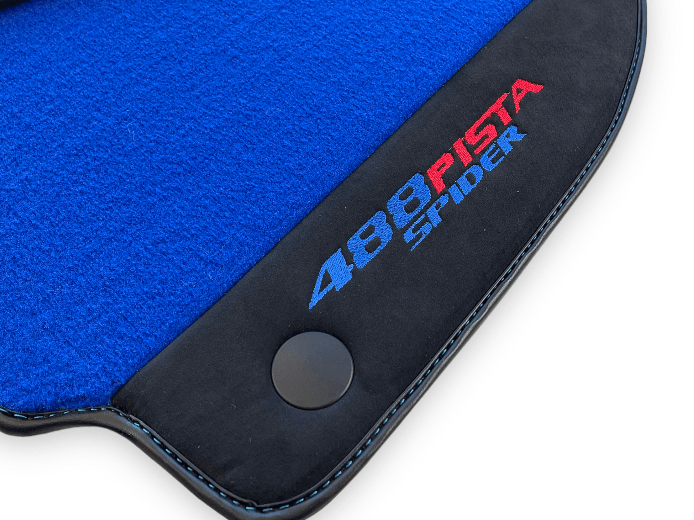 Blue Floor Mats For Ferrari 488 Pista Spider 2019-2021 With Alcantara Leather - AutoWin