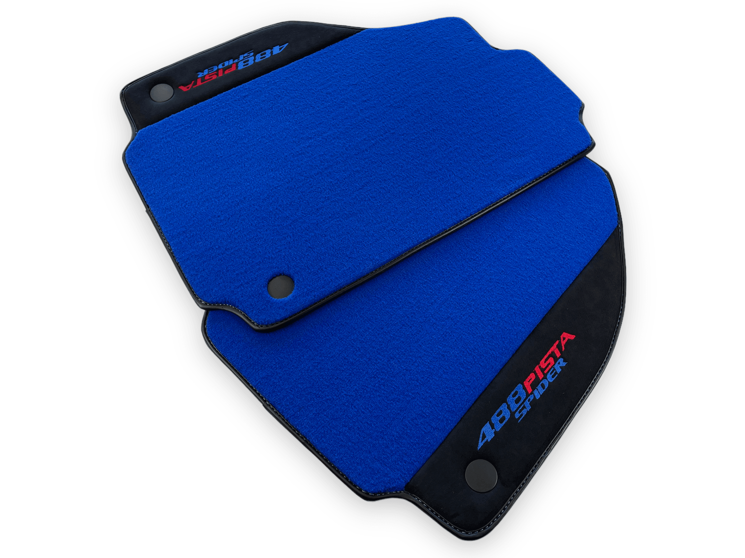 Blue Floor Mats For Ferrari 488 Pista Spider 2019-2021 With Alcantara Leather - AutoWin
