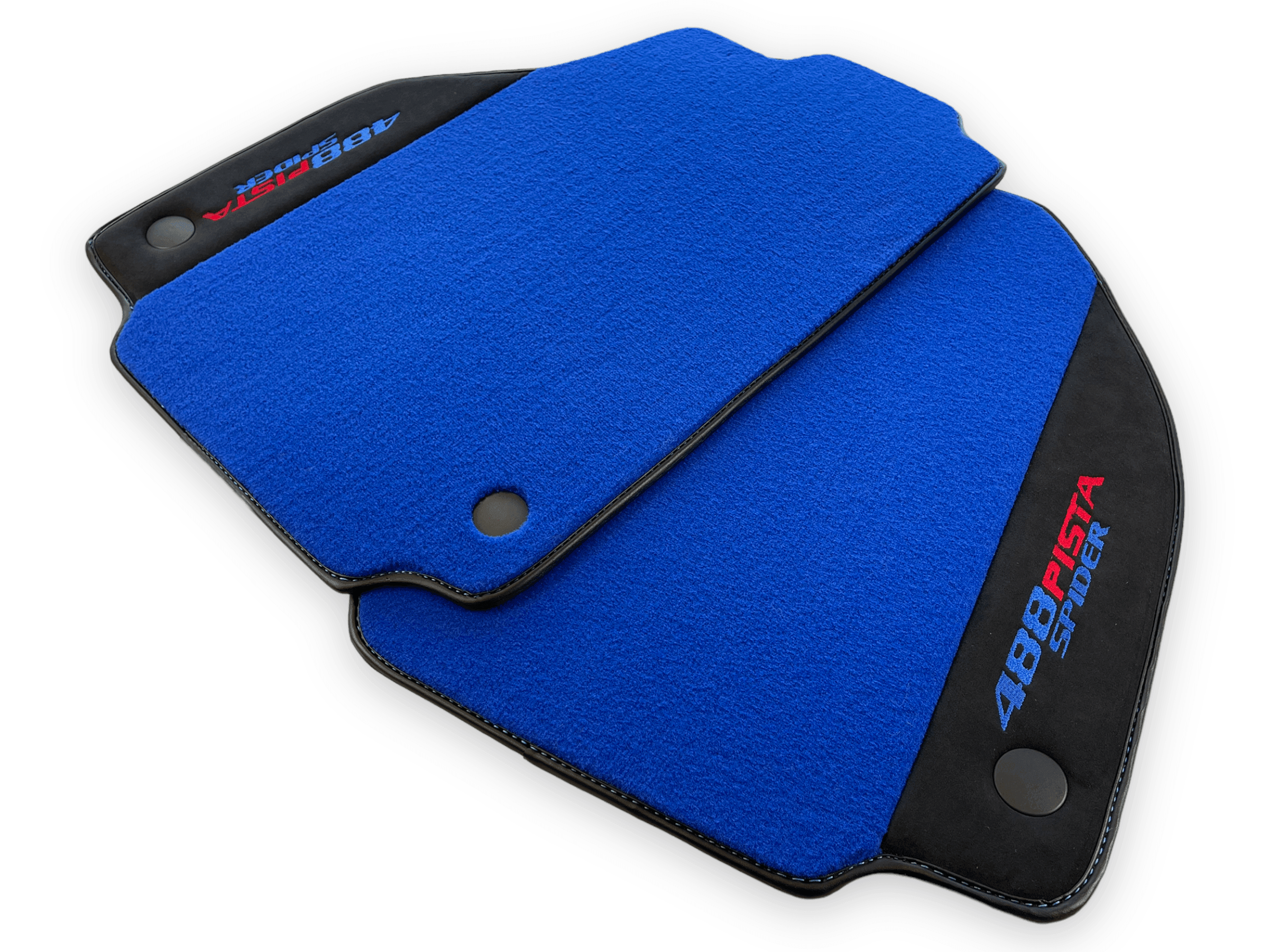 Blue Floor Mats For Ferrari 488 Pista Spider 2019-2021 With Alcantara Leather - AutoWin