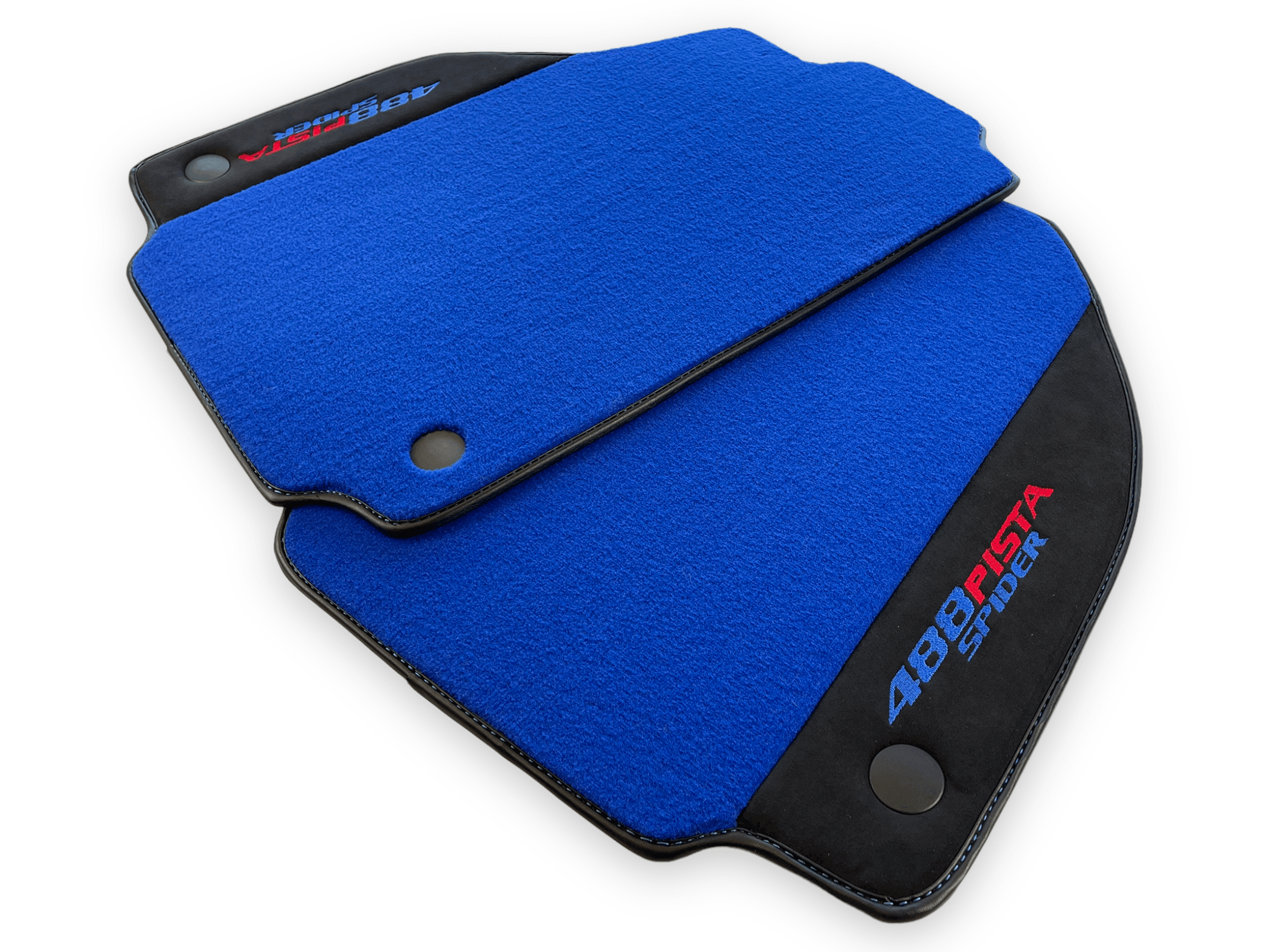 Blue Floor Mats For Ferrari 488 Pista Spider 2019-2021 With Alcantara Leather - AutoWin