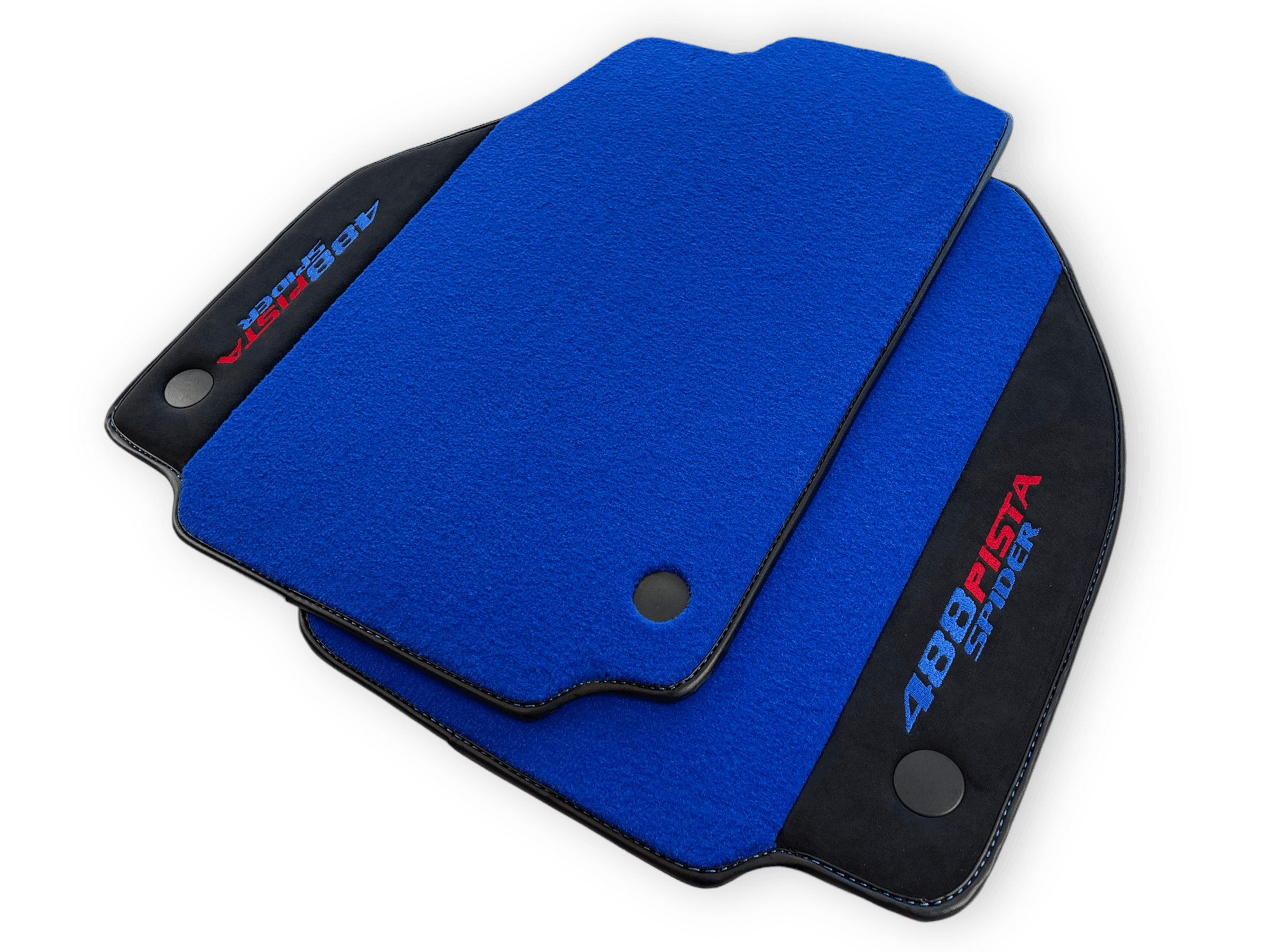 Blue Floor Mats For Ferrari 488 Pista Spider 2019-2021 With Alcantara Leather - AutoWin