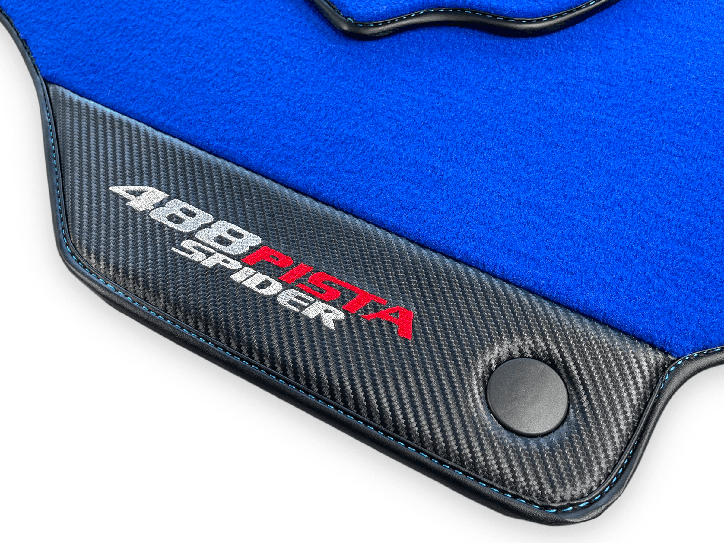 Blue Floor Mats For Ferrari 488 Pista Spider 2019-2021 With Carbon Fiber Leather - AutoWin