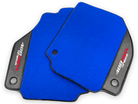 Blue Floor Mats For Ferrari 488 Pista Spider 2019-2021 With Carbon Fiber Leather - AutoWin