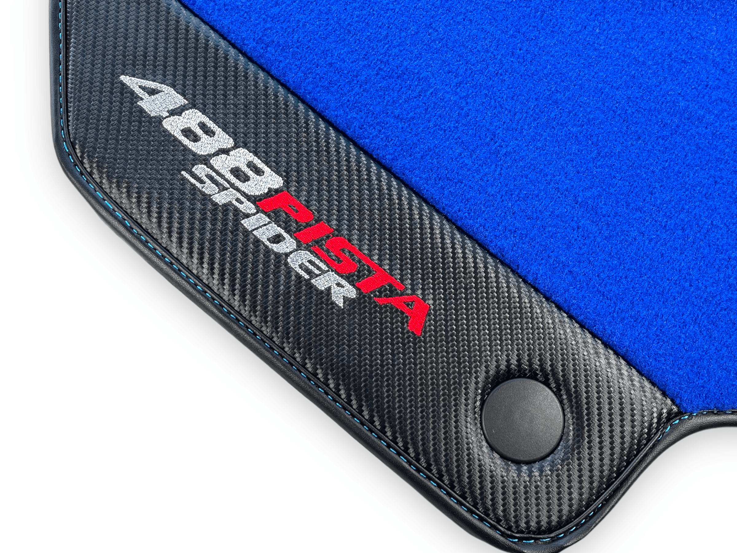 Blue Floor Mats For Ferrari 488 Pista Spider 2019-2021 With Carbon Fiber Leather - AutoWin