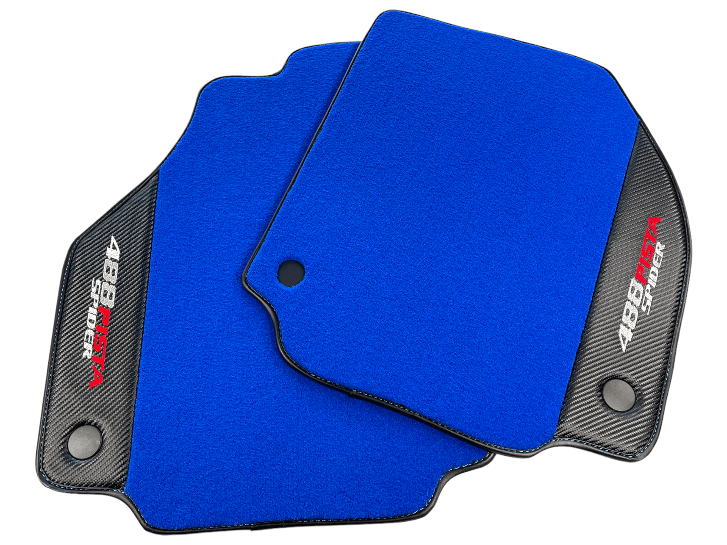 Blue Floor Mats For Ferrari 488 Pista Spider 2019-2021 With Carbon Fiber Leather - AutoWin