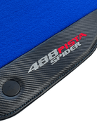 Blue Floor Mats For Ferrari 488 Pista Spider 2019-2021 With Carbon Fiber Leather - AutoWin