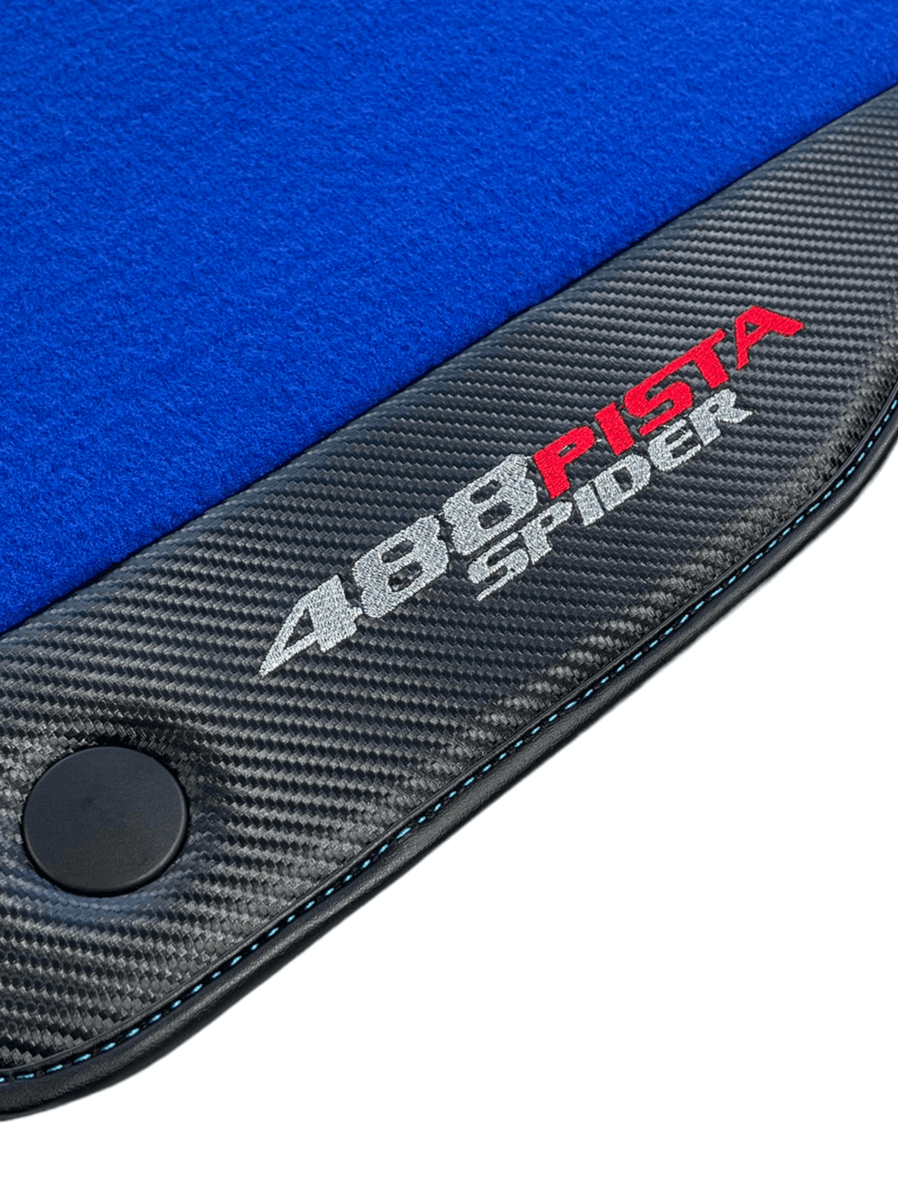 Blue Floor Mats For Ferrari 488 Pista Spider 2019-2021 With Carbon Fiber Leather - AutoWin
