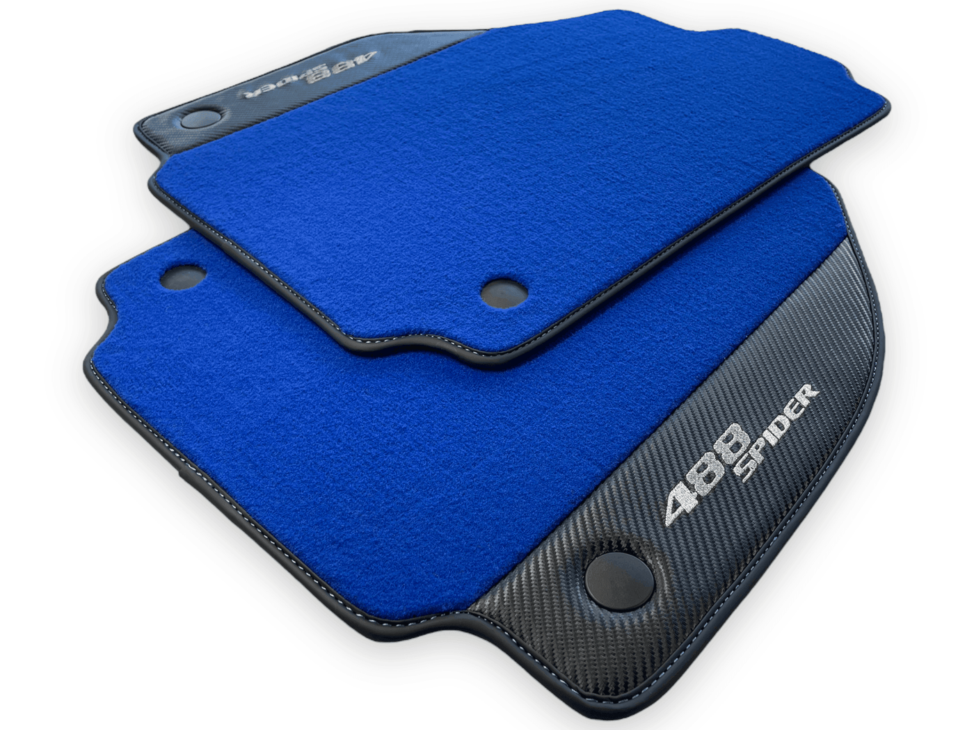 Blue Floor Mats For Ferrari 488 Spider 2015-2022 Carbon Leather - AutoWin