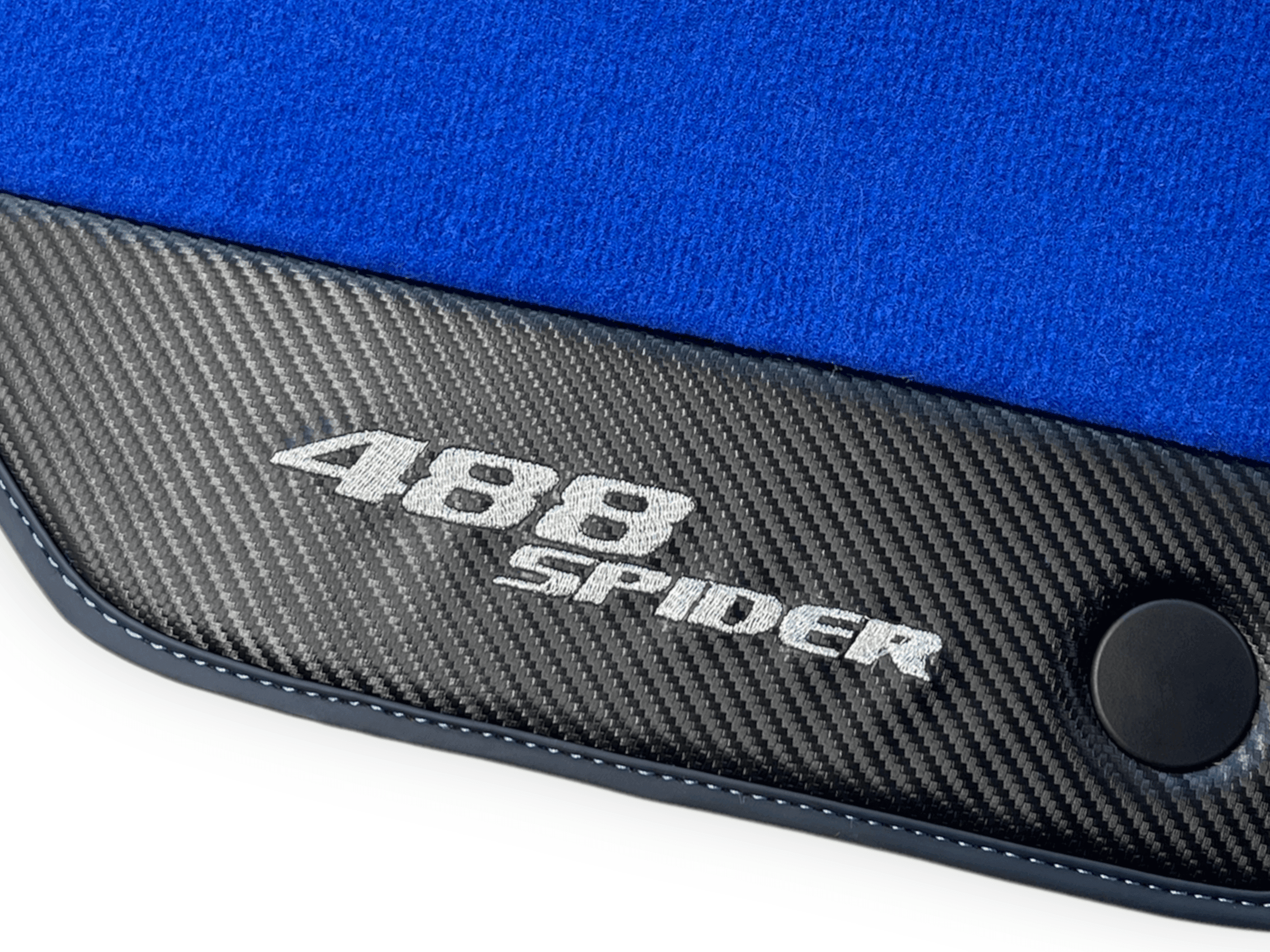 Blue Floor Mats For Ferrari 488 Spider 2015-2022 Carbon Leather - AutoWin