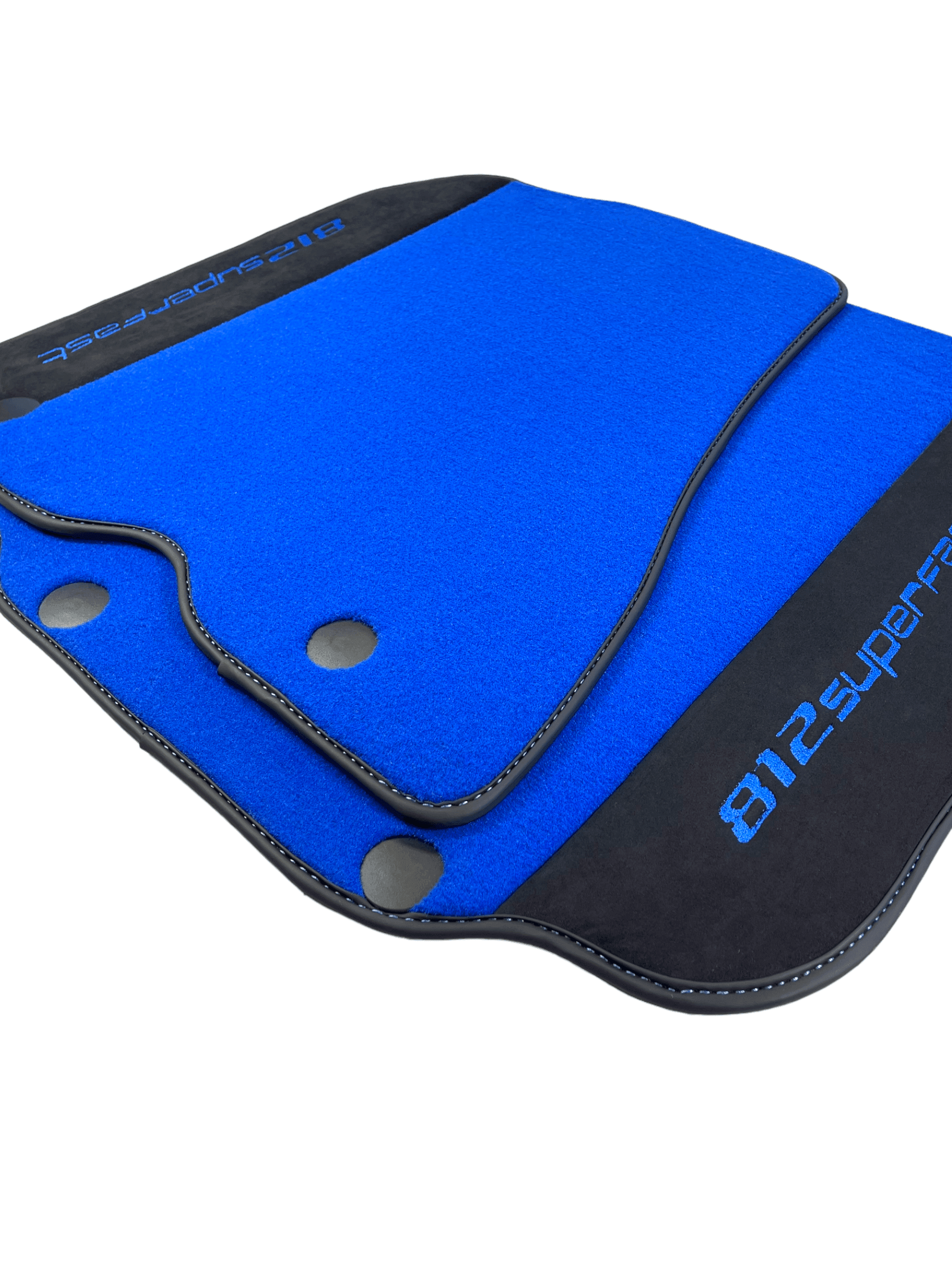 Blue Floor Mats For Ferrari 812 Superfast With Alcantara Leather - AutoWin