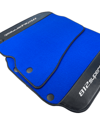 Blue Floor Mats For Ferrari 812 Superfast With Carbon Fiber Leather - AutoWin