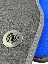 Blue Floor Mats For Ferrari 812 Superfast With Carbon Fiber Leather - AutoWin